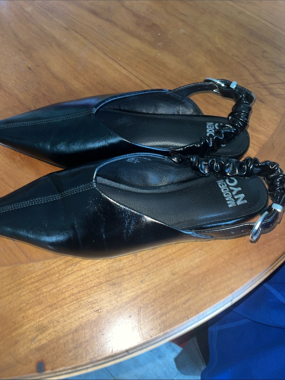 Madden NYC  Women's Black Pointed Slingback Flats